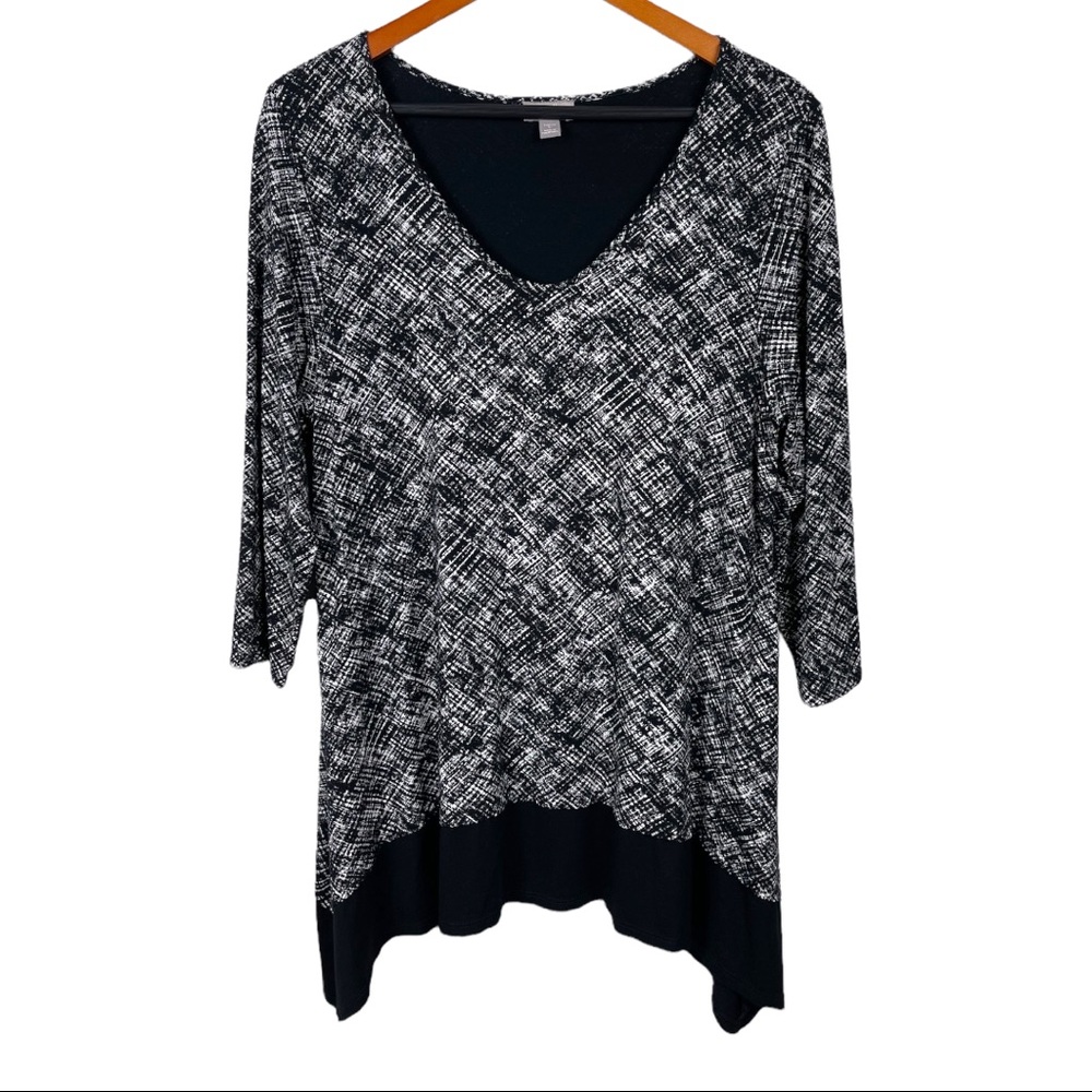 ❗️J Jill Wearever Tunic Top Black Large 3/4 Sleeve Casual Stretch Career